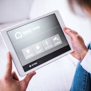 A tablet with smart home screen.